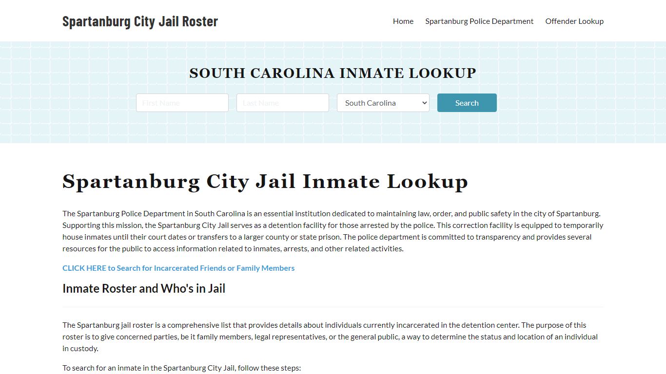 Spartanburg Police Department & City Jail, SC Inmate Roster, Arrests ...